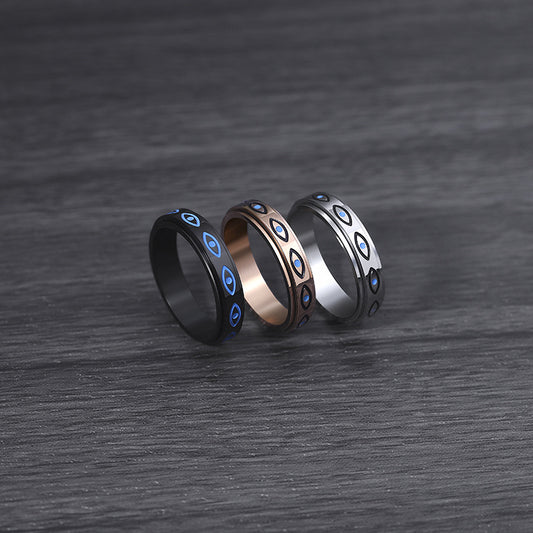 Men's Horus Eye Rotating Titanium Steel Personalized Minority Rings