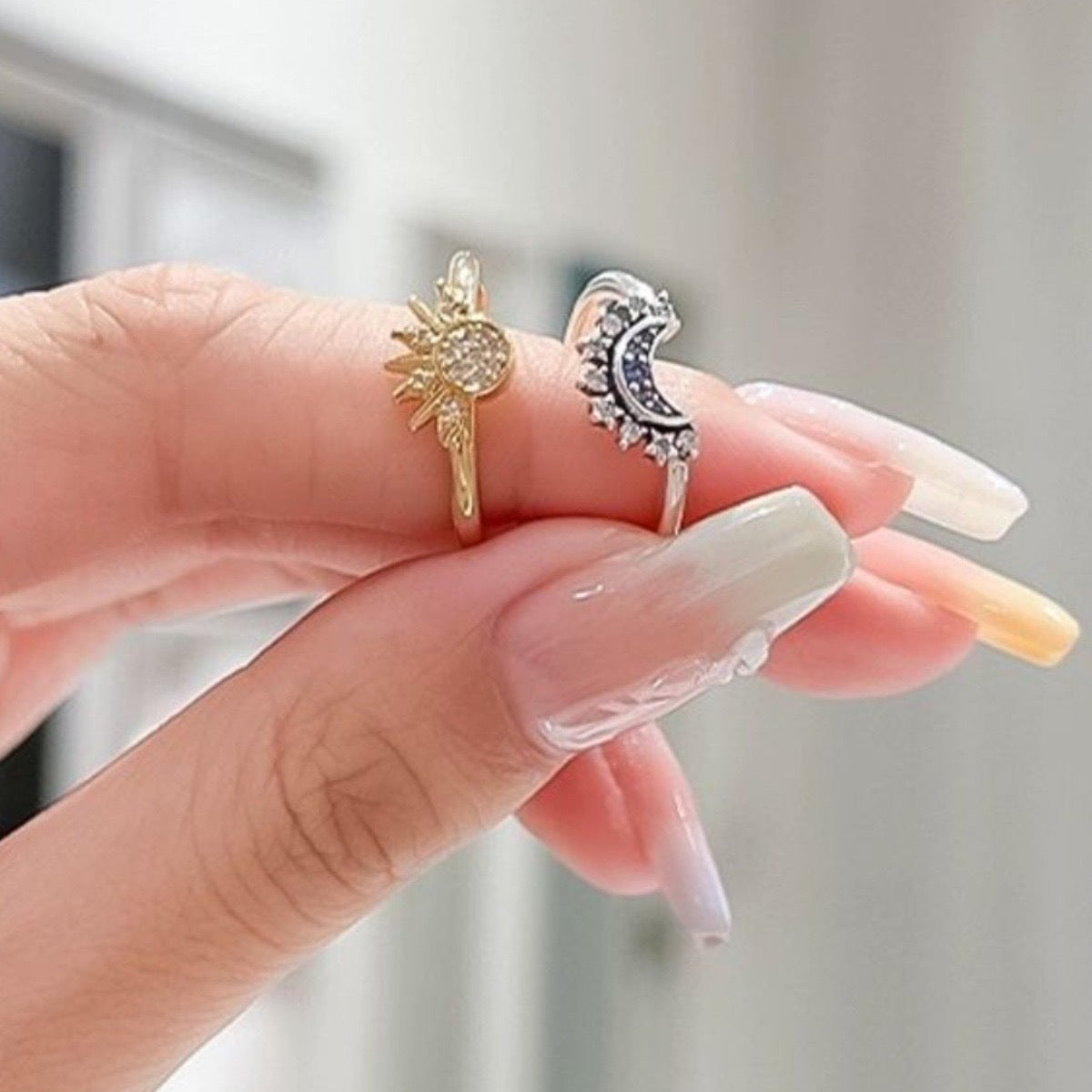 Personality Minimalist Design Sun Moon Stacked Rings