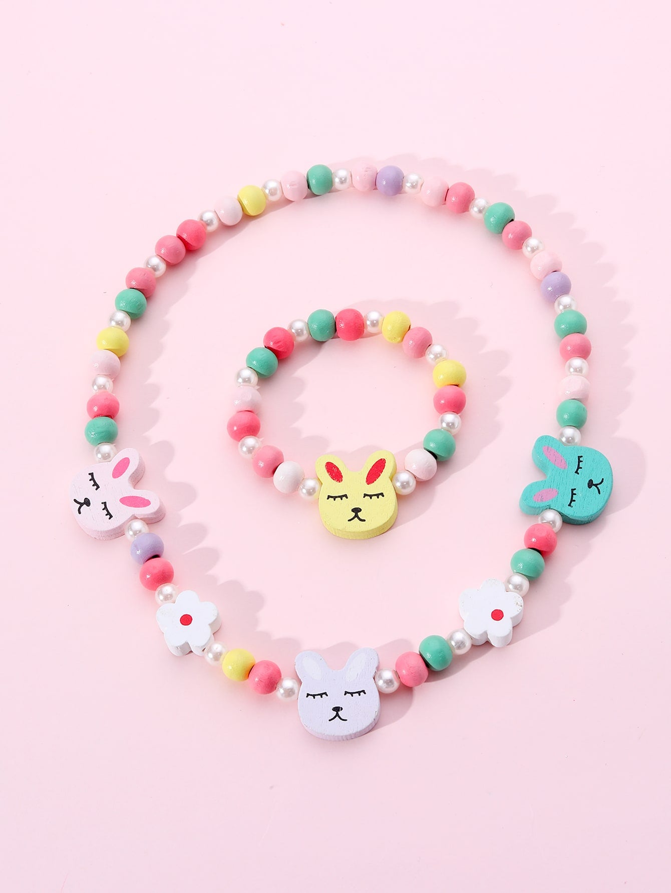 Children's Mixed Color Beaded Wooden Bead Handmade Bracelets