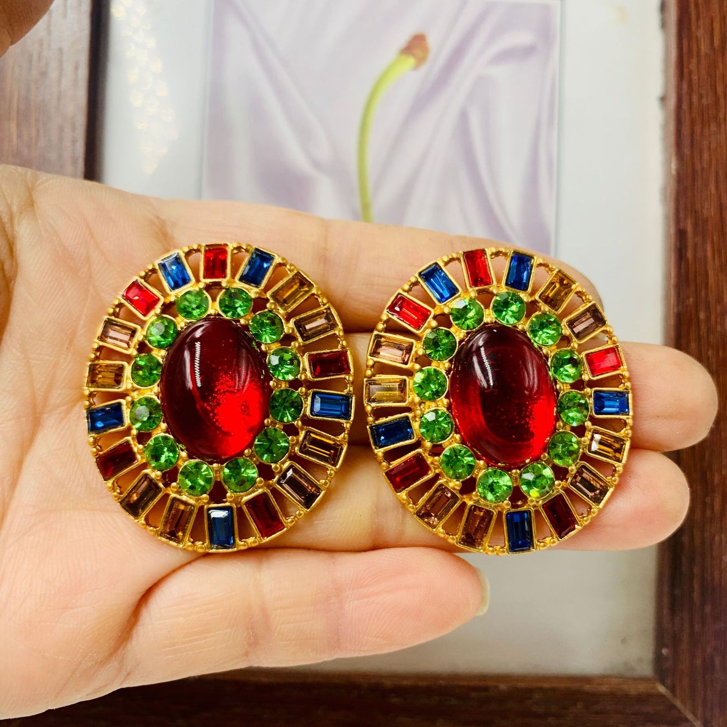 Diamond Inlaid Contrast Colored Glaze Colorful Sier Needle Electroplated Real Stud Earrings