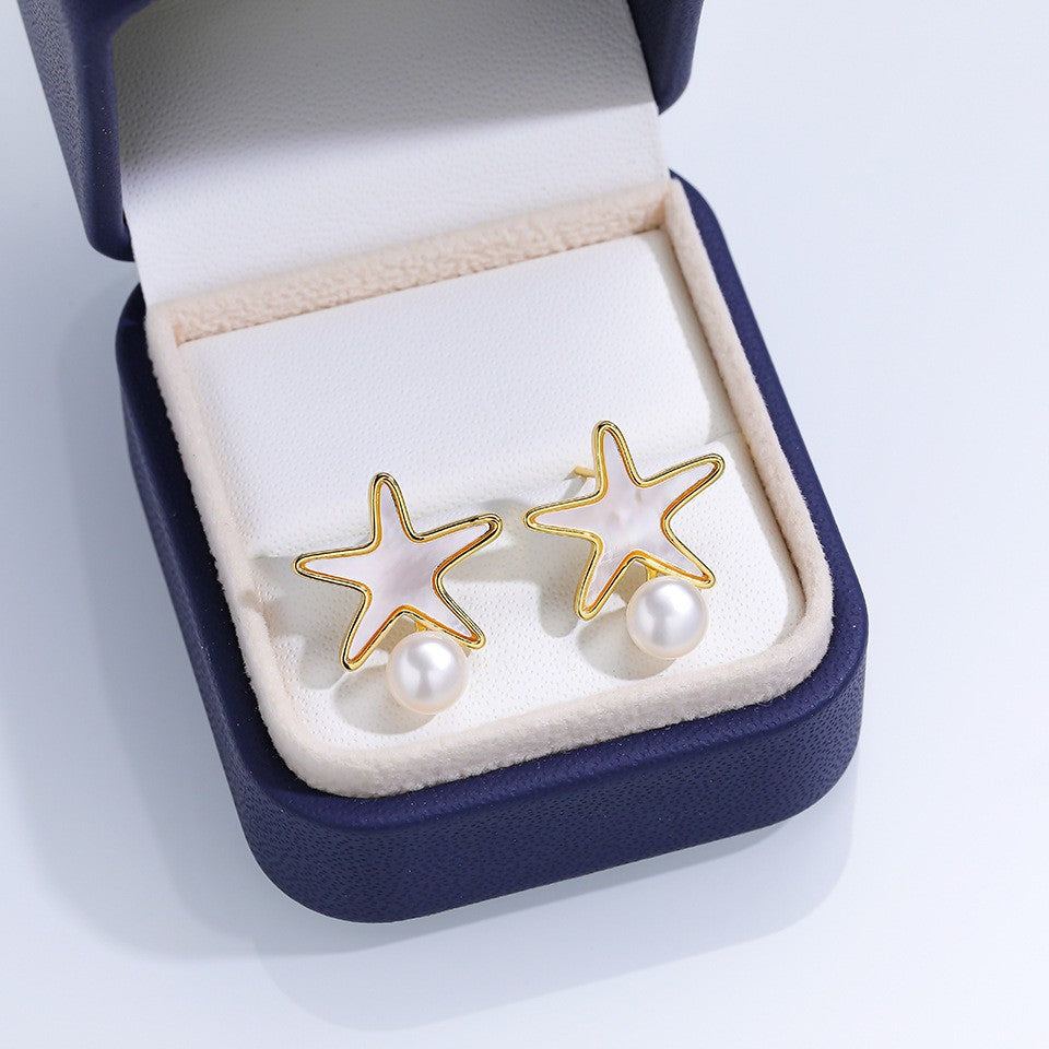 Freshwater Pearl Ear Sier Needle Light Luxury High-grade Fritillary Earrings