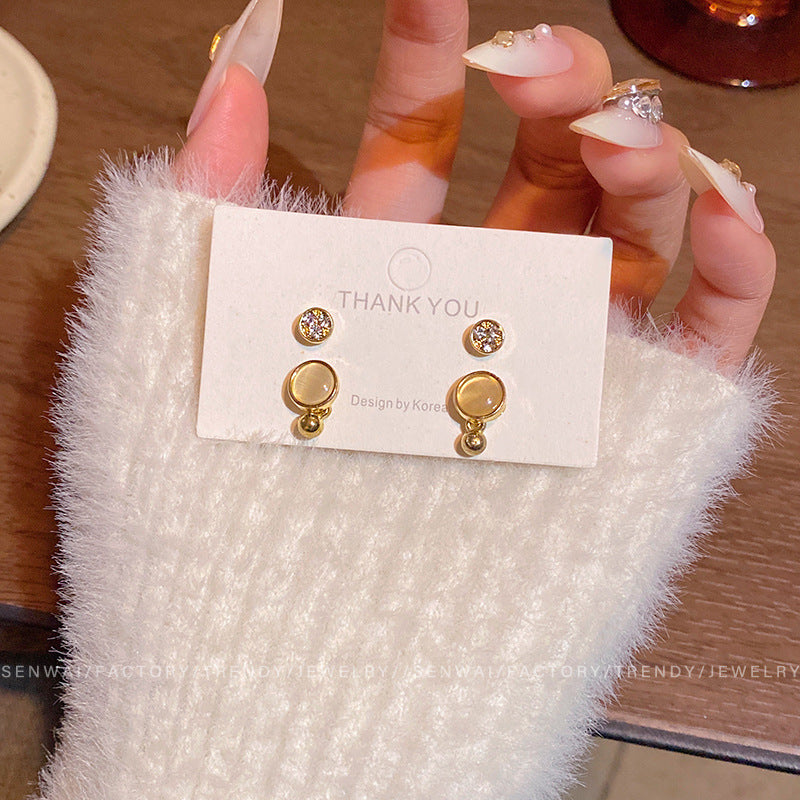 Women's Stone Ear Graceful Geometric Love High-grade Earrings