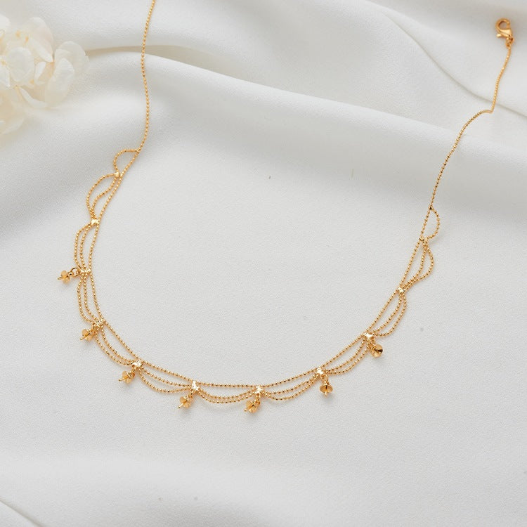 Women's Wave Chain Simple Stitching Personality Metal Zircon Inlaid Necklace
