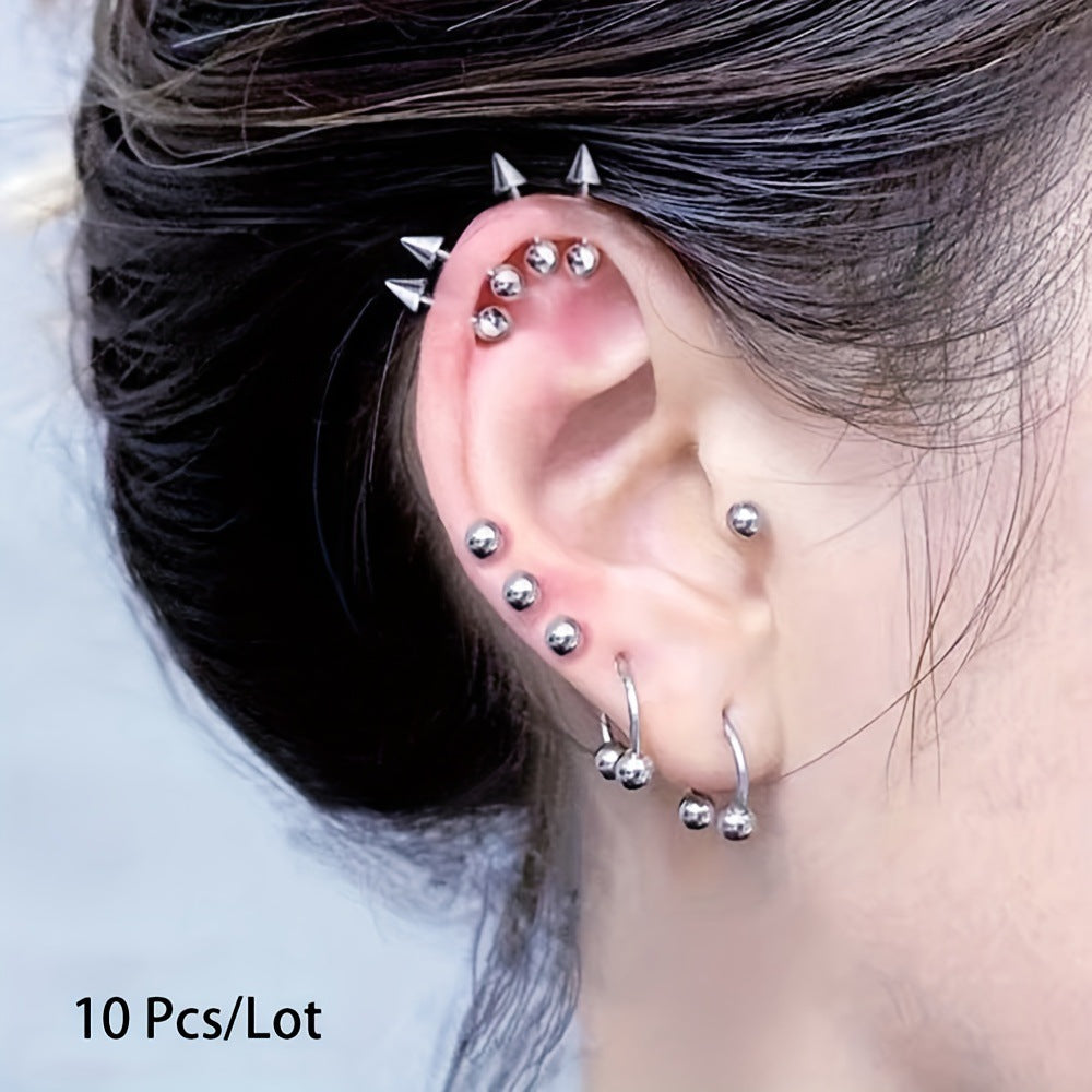 Nail Round Ball Pointed Cone Straight Rod Nose Horseshoe Piercing Rings