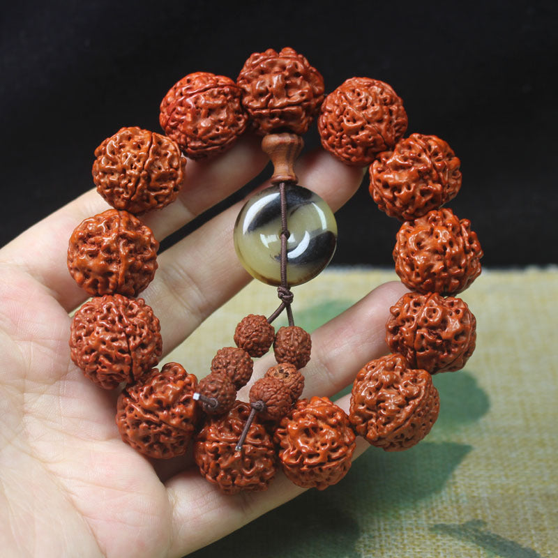 Women's & Men's Faces Gold Silk Willow Rosary Single Circle Bead Bracelets