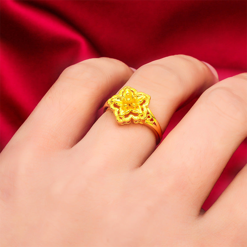 Gold Lucky Four-leaf Clover Opening Adjustable Rings