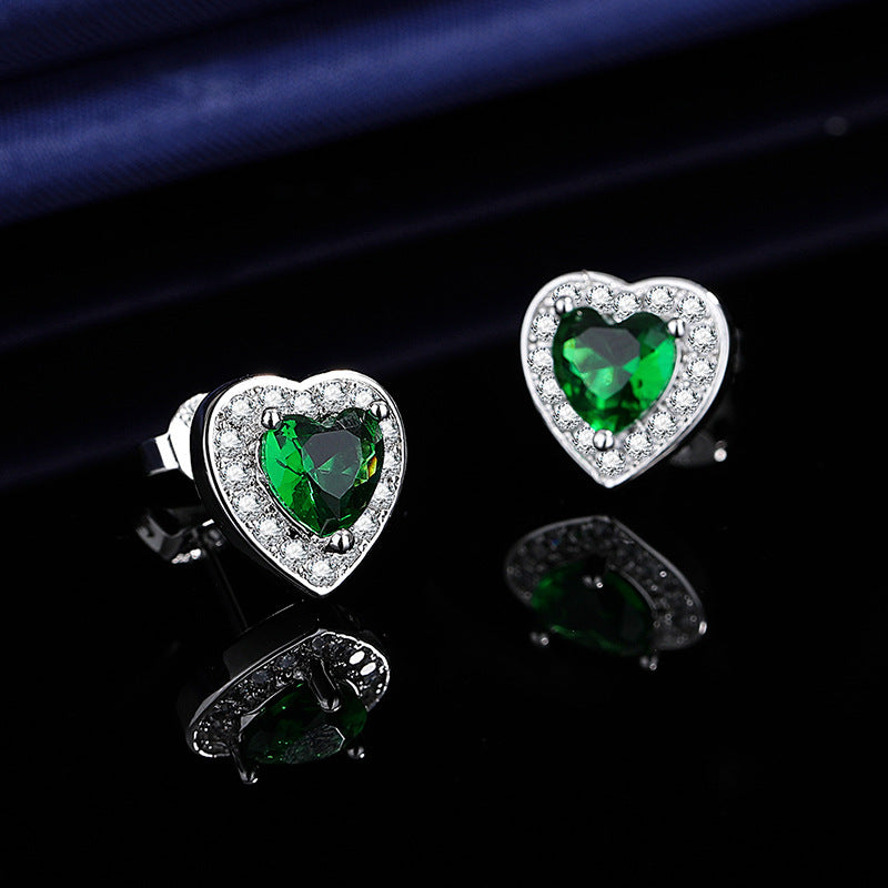 Moissanite Ear Female With Hearts Sterling Earrings