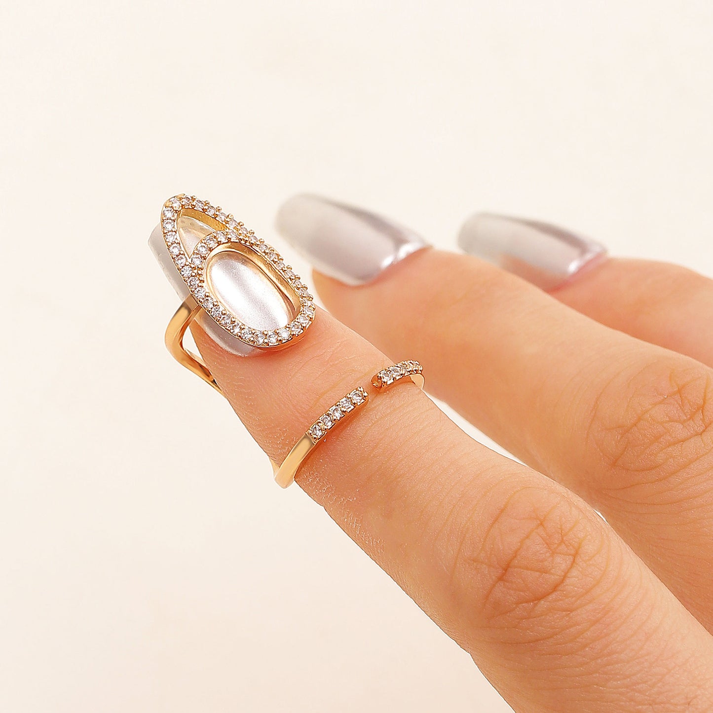 Geometric Trend Open Nail Female Design Exquisite Refined Ring
