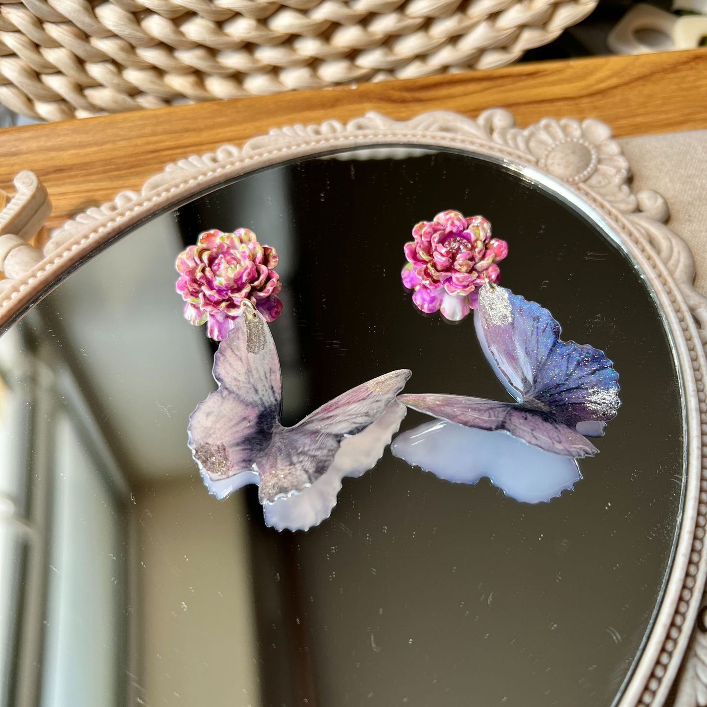 Butterfly Vintage Travel Purple Gradient Dreamy Temperament Vacation Style Ear Earrings