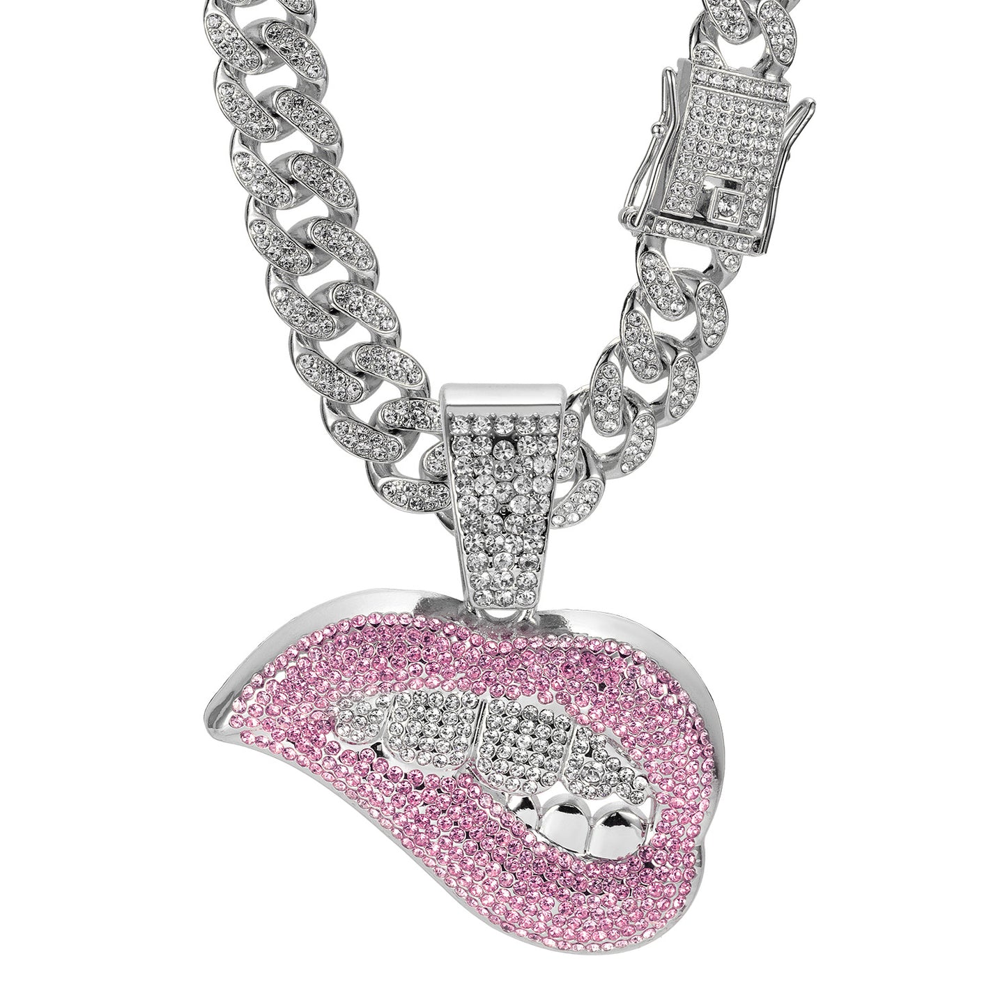 Men's Hipster Cuban Link Chain With Lip Necklaces