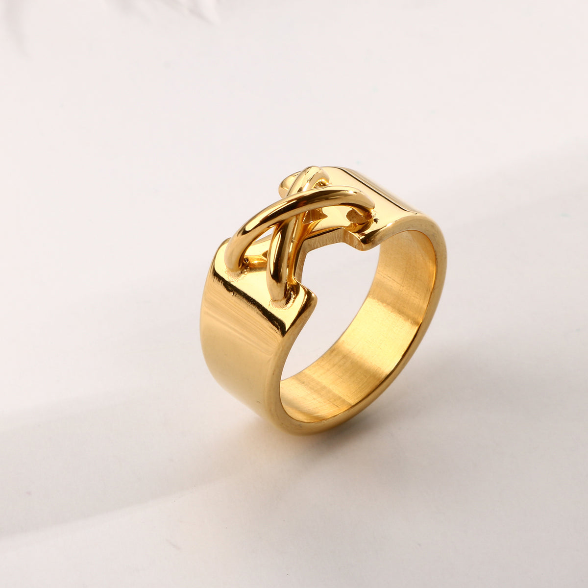 Fashion Personality Simple Cross X Electroplated Gold Stainless Ring