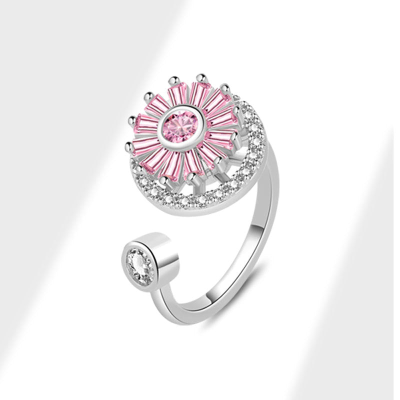 Spinning Female Personality Snowflake Opening Rotatable Rings