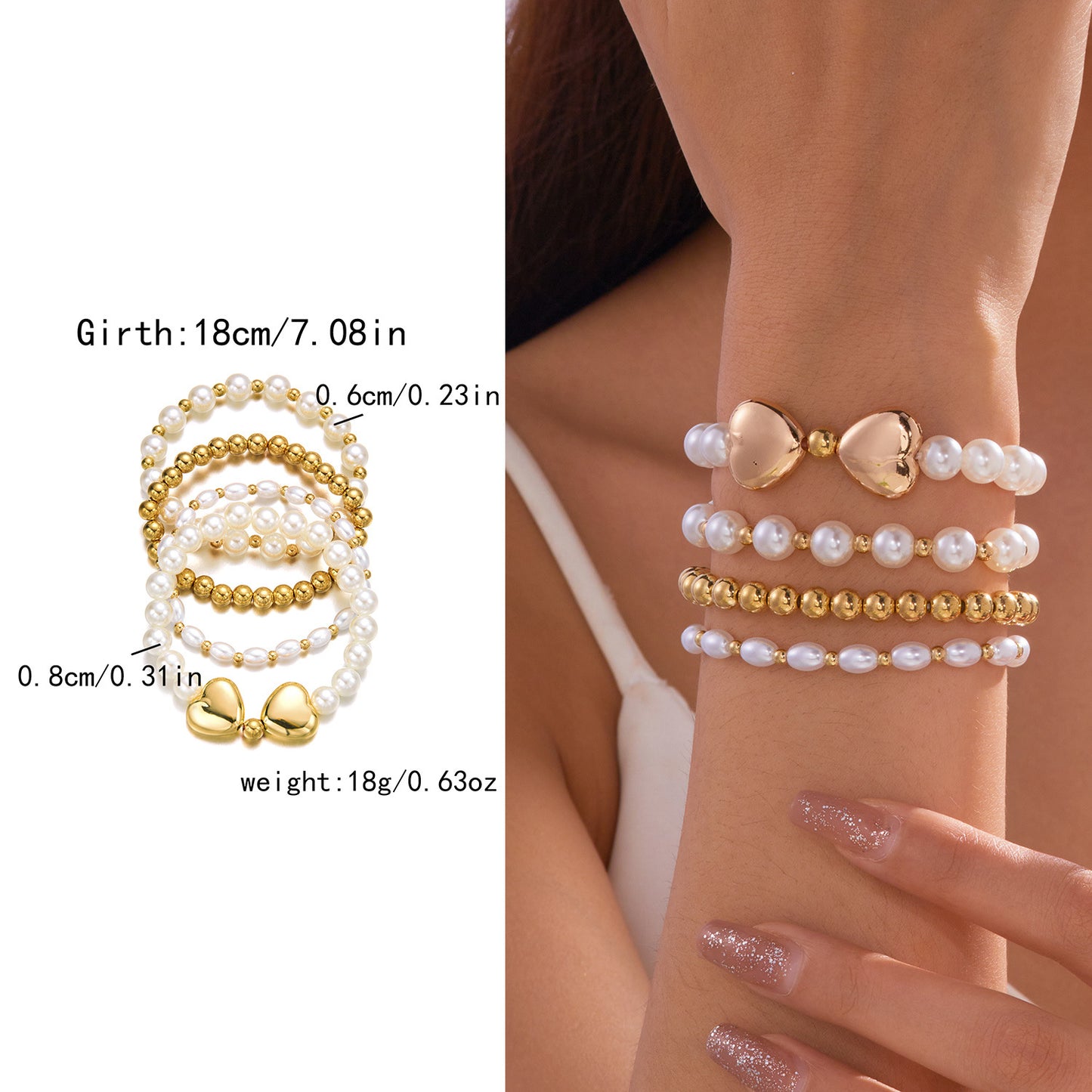 Women's High-grade Creative Imitation Pearl Love Woven Bracelets