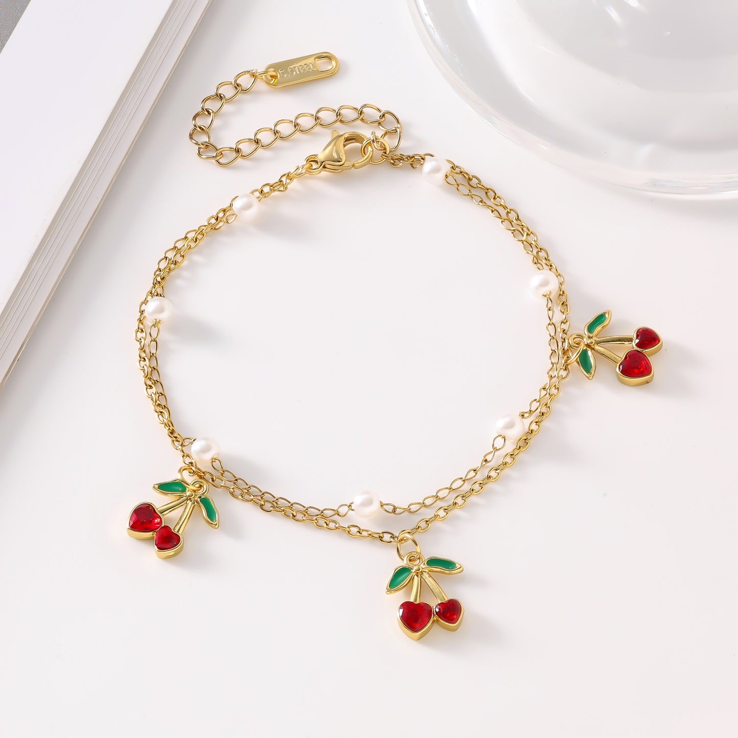 Steel Cherry Strawberry Crab Dolphin Turtle Fashion Inlaid Bracelets