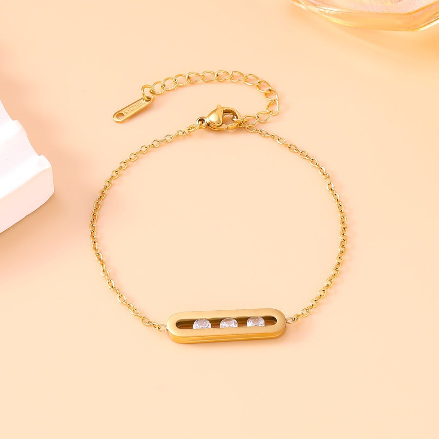 Gold-plated Stainless Steel Smart Zircon Suit Female Jewelry Set