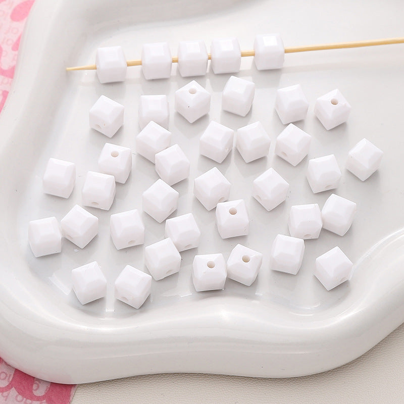 Acrylic Solid Color Imitation Glass Three-dimensional Square Jewelry Accessories