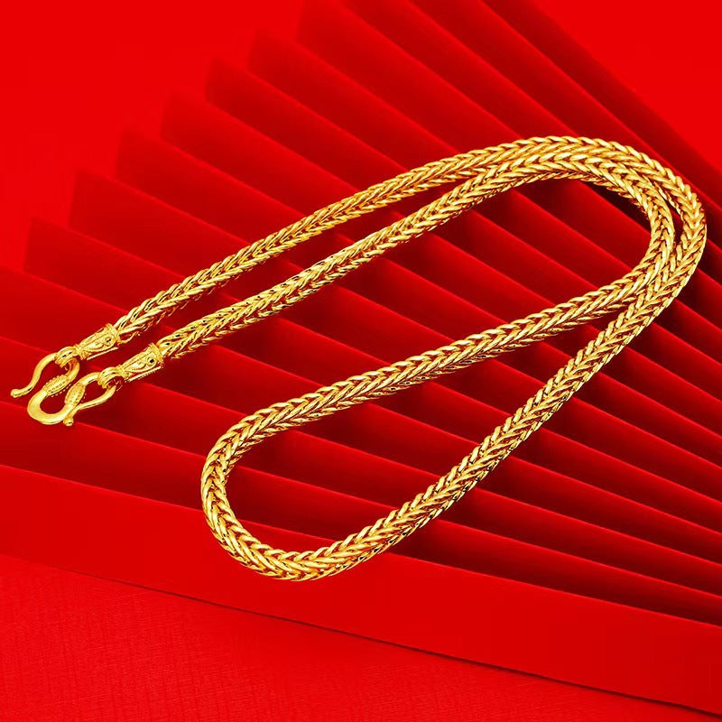 Men's Gold Cloth Pattern Dragon No Color Fading Necklace