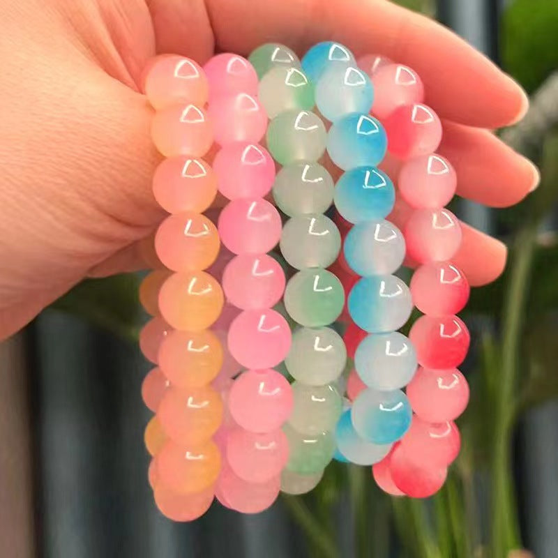 Pink White Jade Pliable Temperament Gradually Varied Bracelet