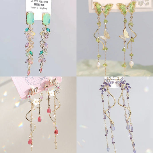 Fringe Collection Butterfly Fall Wisteria Flower Earrings
