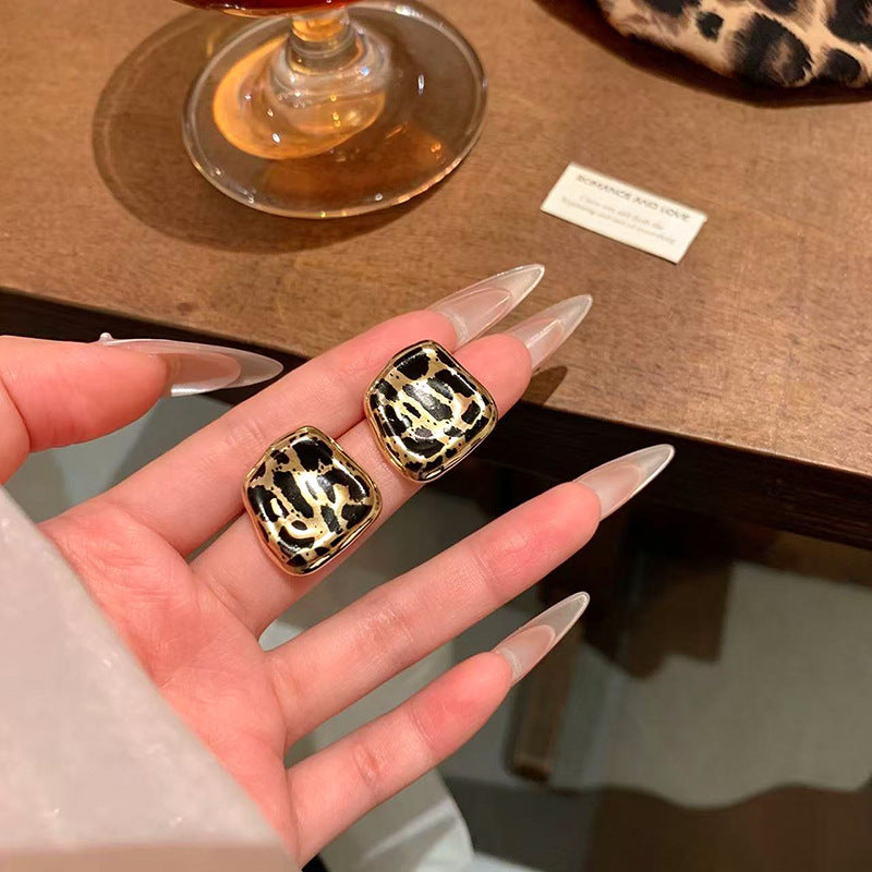 Square Leopard Print High Sense Elegant Rings