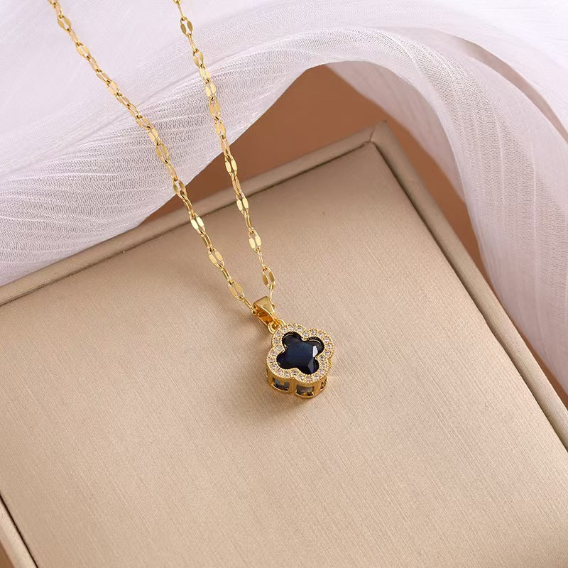 Women's Four-leaf Flower Cold Style Titanium Steel Clavicle Chain Necklaces