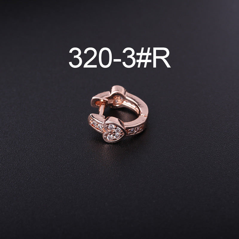 Korean Style Fashion Mini Zircon Small Piercing Star Moon Asymmetric Stud Earrings
