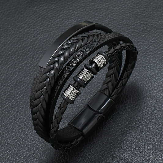 Men's Magnetic Buckle Vintage Leather Hand-woven Bracelets