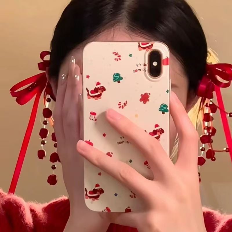 Women's Style Red Bow Flower Tassel Hairpin Special Jewelry Set