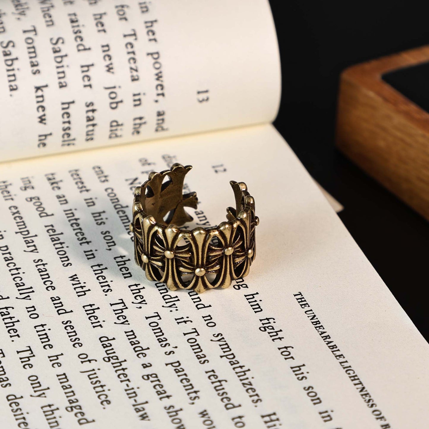 Distressed Style Twin Artistic Retro Matte Ring
