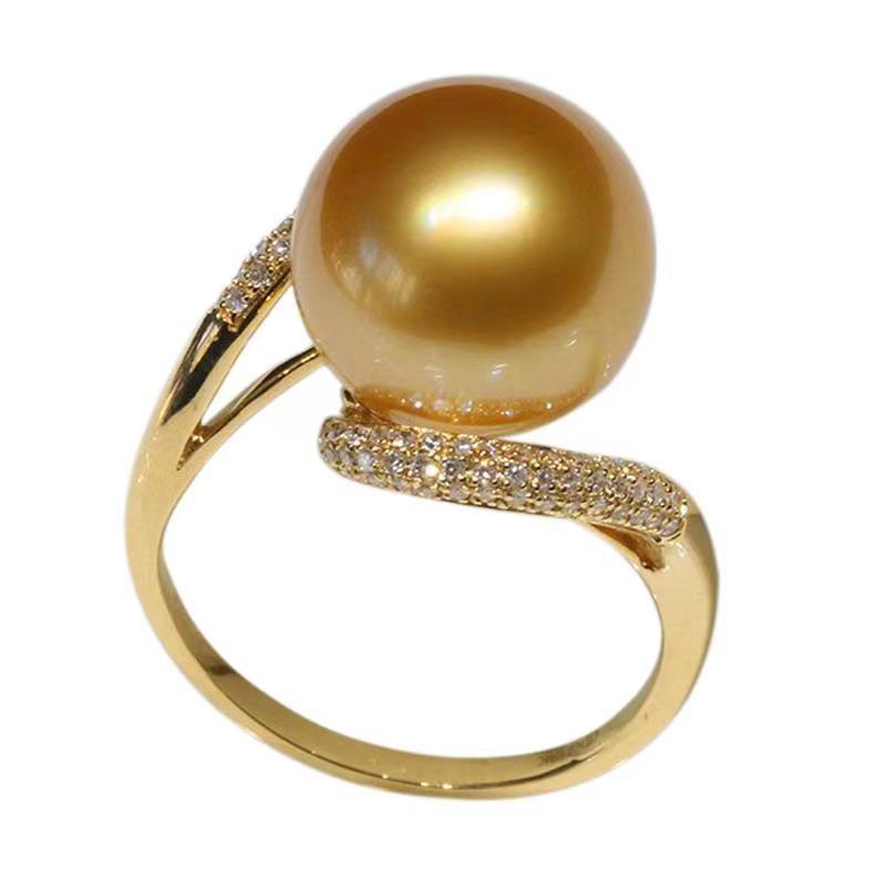 Women's Pearl Gold-plated Zircon Inlaid Perfect Circle Rings