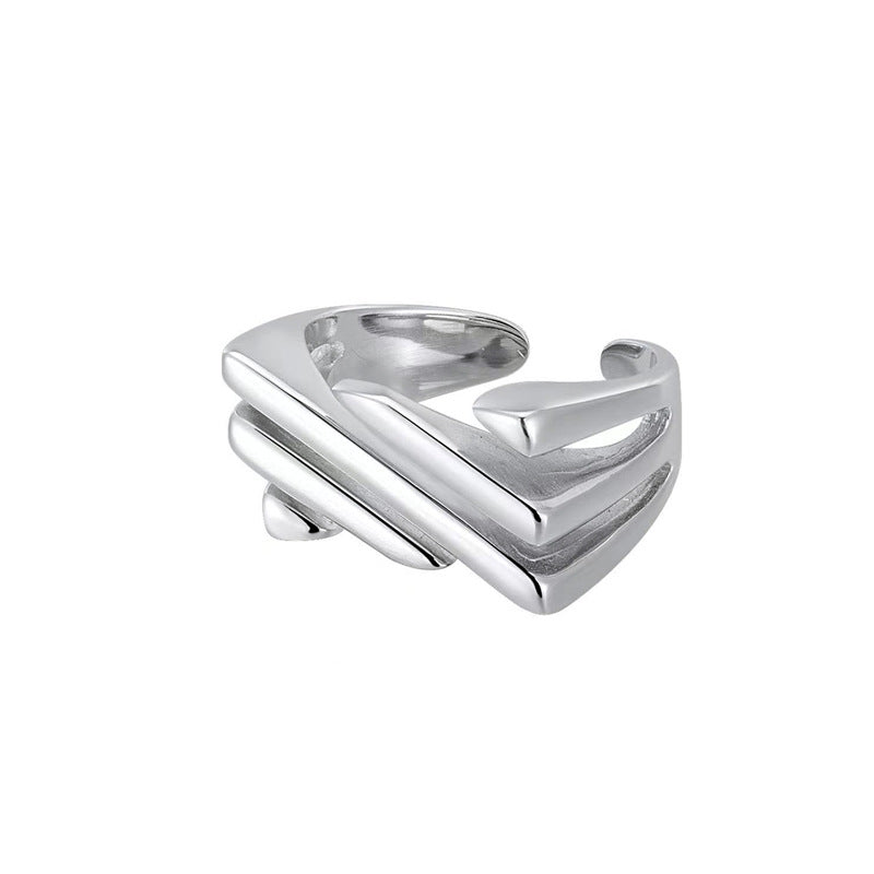 Twill Fashion Personality Hollow Out Line Square Ring