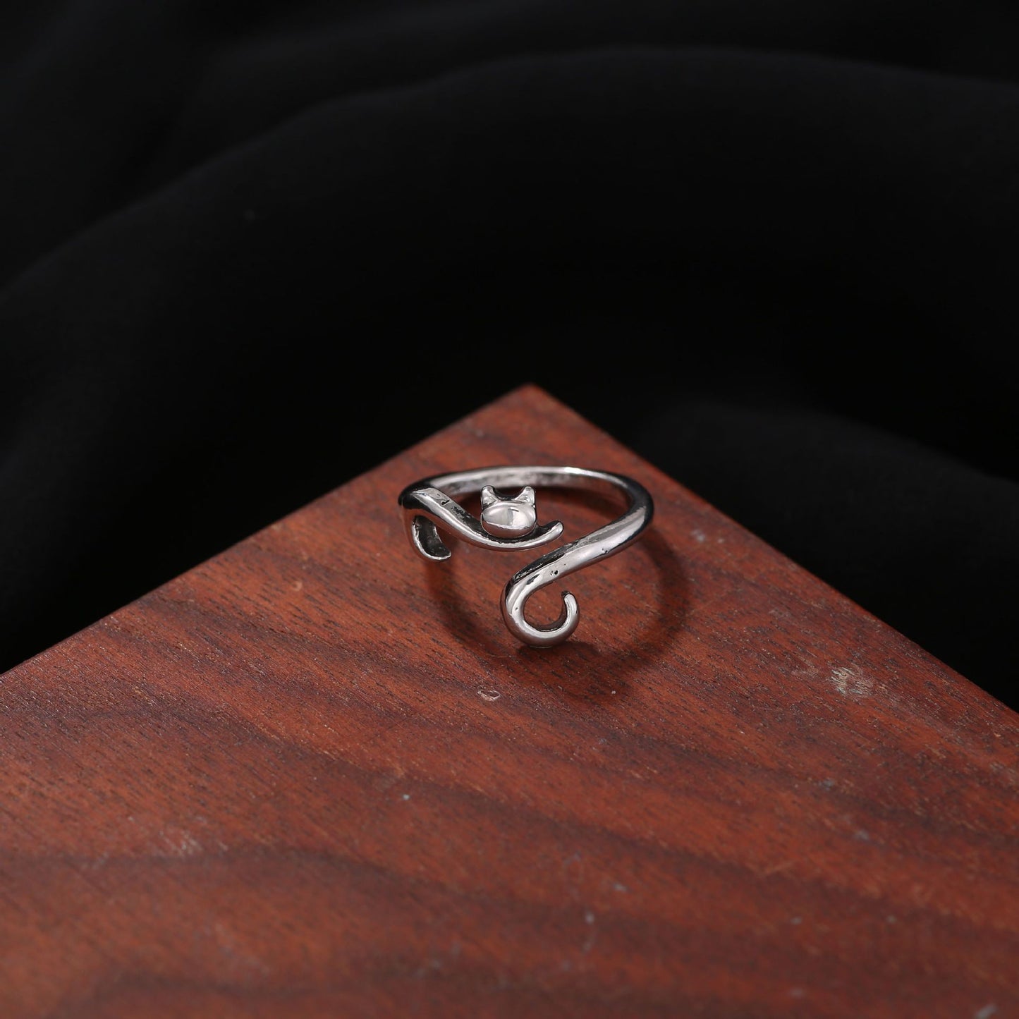 Men's Retro Trendy Sier Open Single Lucky Rings