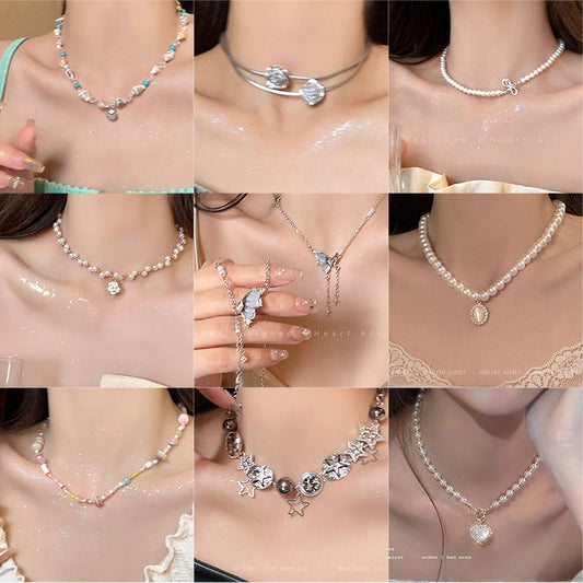 Women's High-grade Butterfly Pearl Style Niche Clavicle Chain Light Luxury Necklaces