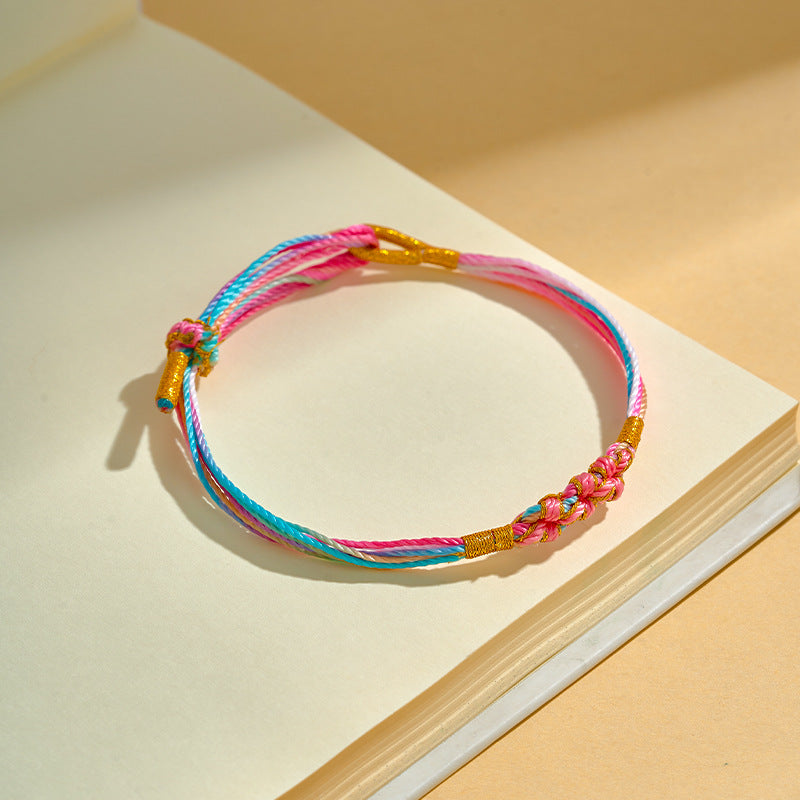 Children's Rope Hydrangea Carrying Strap Hand-woven Peach Bracelet