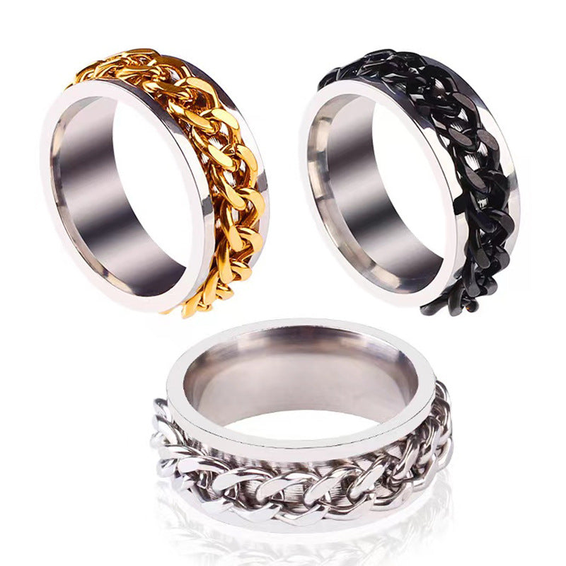 Women's & Men's Bottle Opener Personality Trendy Chain Rotation Open Ring