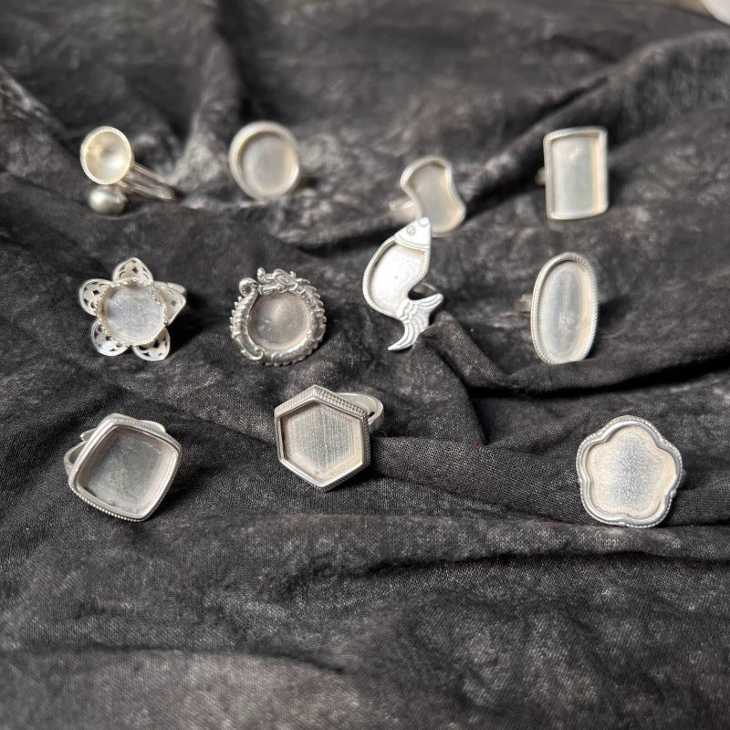 Distressed Ethnic Style Handmade Old Sier Miao Ring
