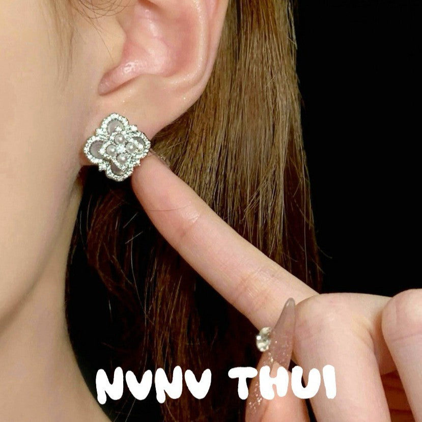 Crystal Sunflower Gem Starry Sky Dome Earrings