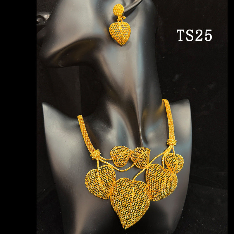 Gold Plated Female Bridal Wedding Imitation Jewelry Set