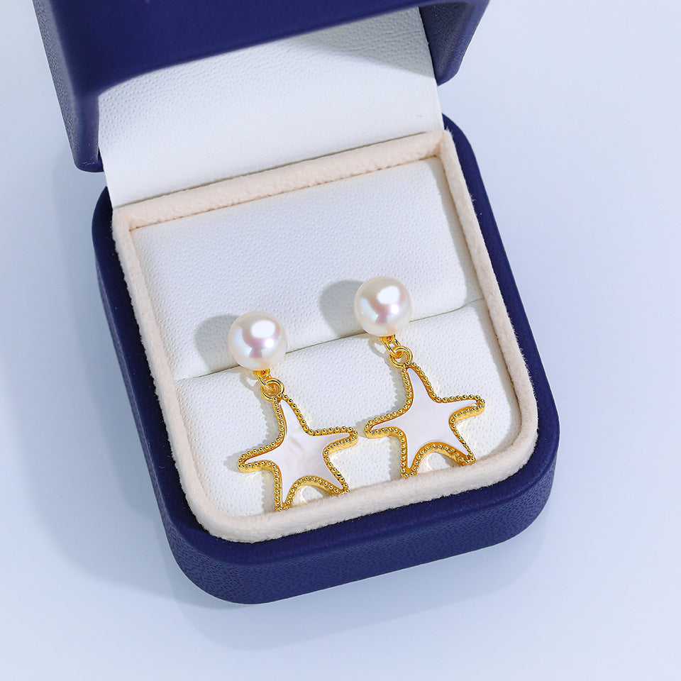 Freshwater Pearl Ear Sier Needle Light Luxury High-grade Fritillary Earrings