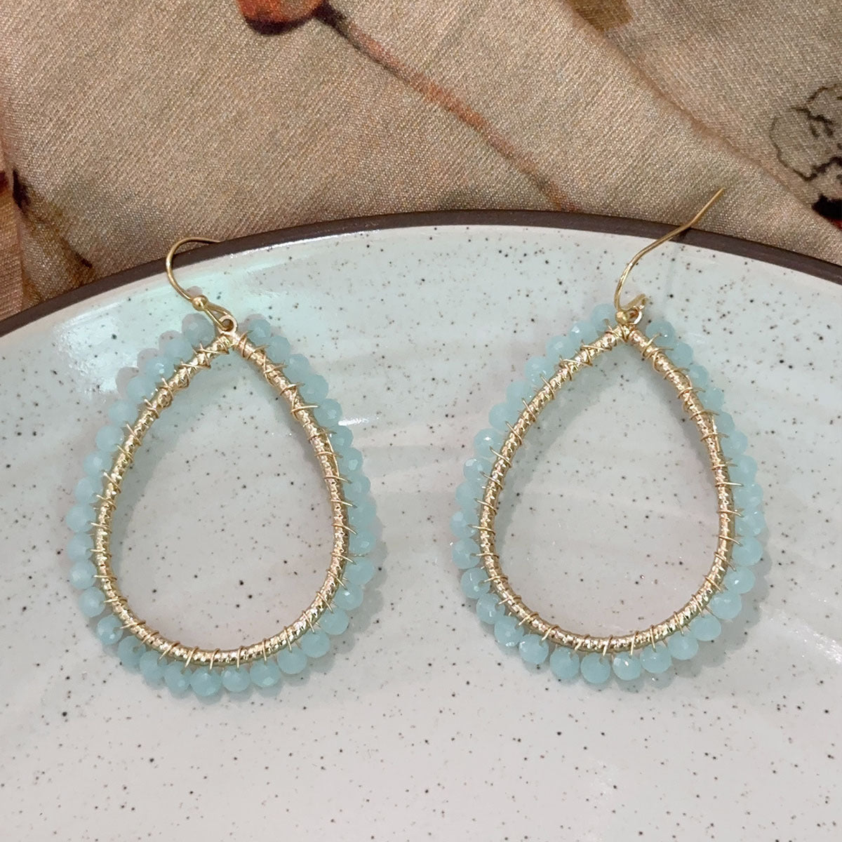 Drop-shaped Handmade Woven Crystal Beaded Bohemian Earrings