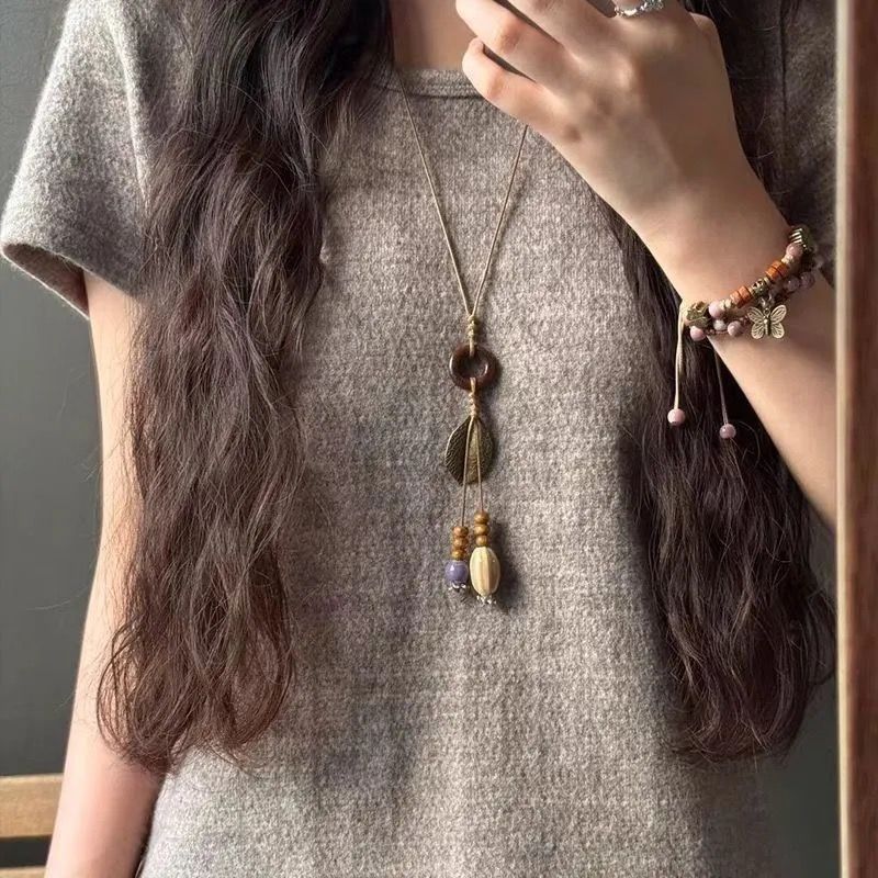 Butterfly Ethnic Ceramic Starfish Retro Collarbone Sweater Chain Pendants