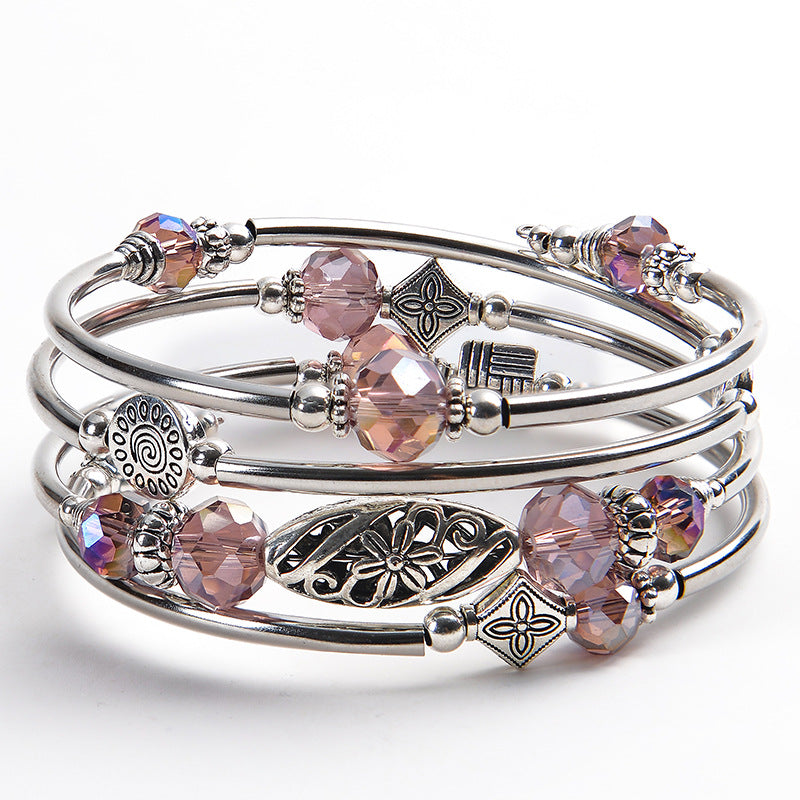 Natural Stone Cut Crystal Winding Female Bracelet