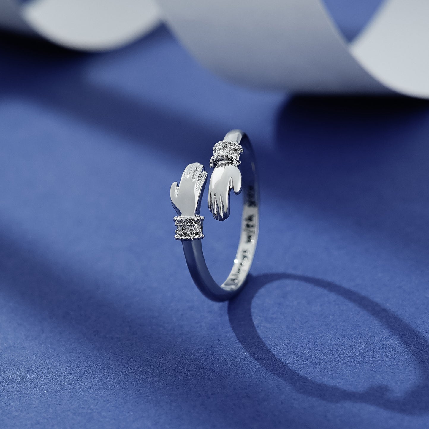Women's Love Hug Hands Lettering Opening Adjustable Warm Heart Rings