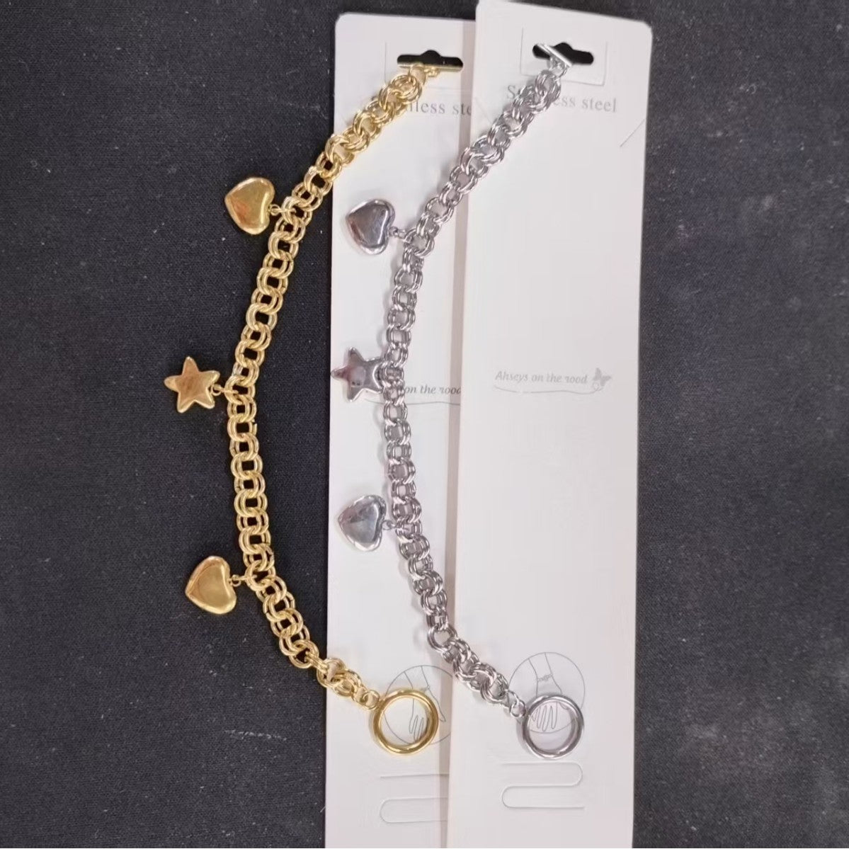 Stainless Steel Heart Buckle Ball Personality Titanium Design Bracelet