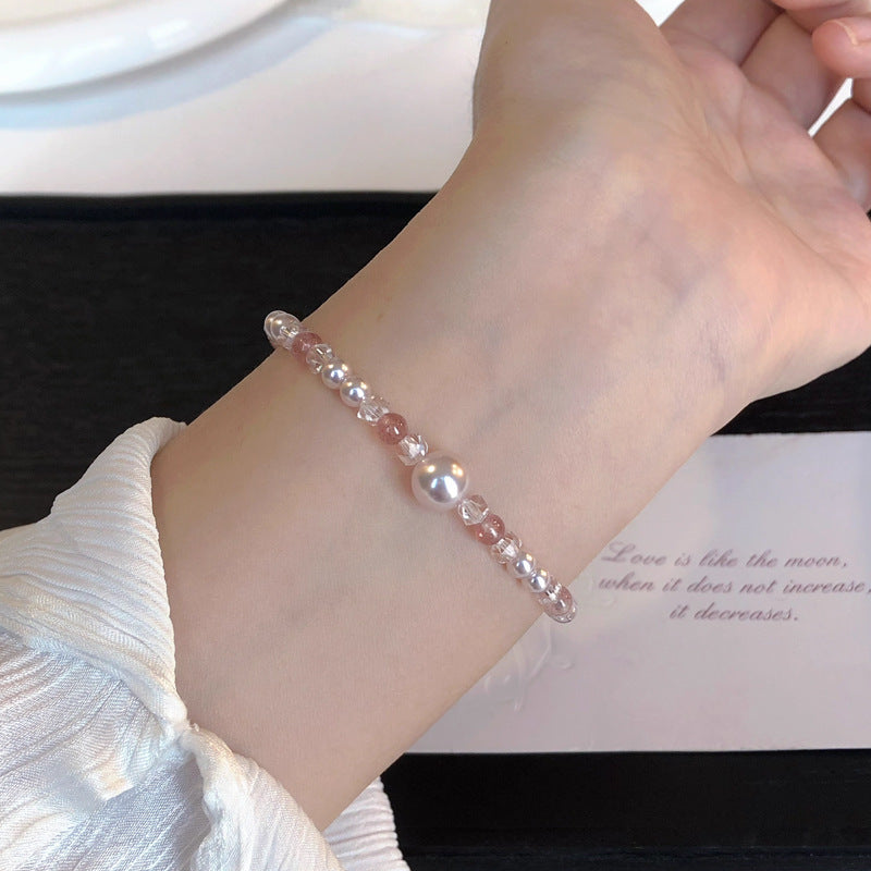 Rose Strawberry Pearl Light Luxury High-grade Female Crystal Bracelets