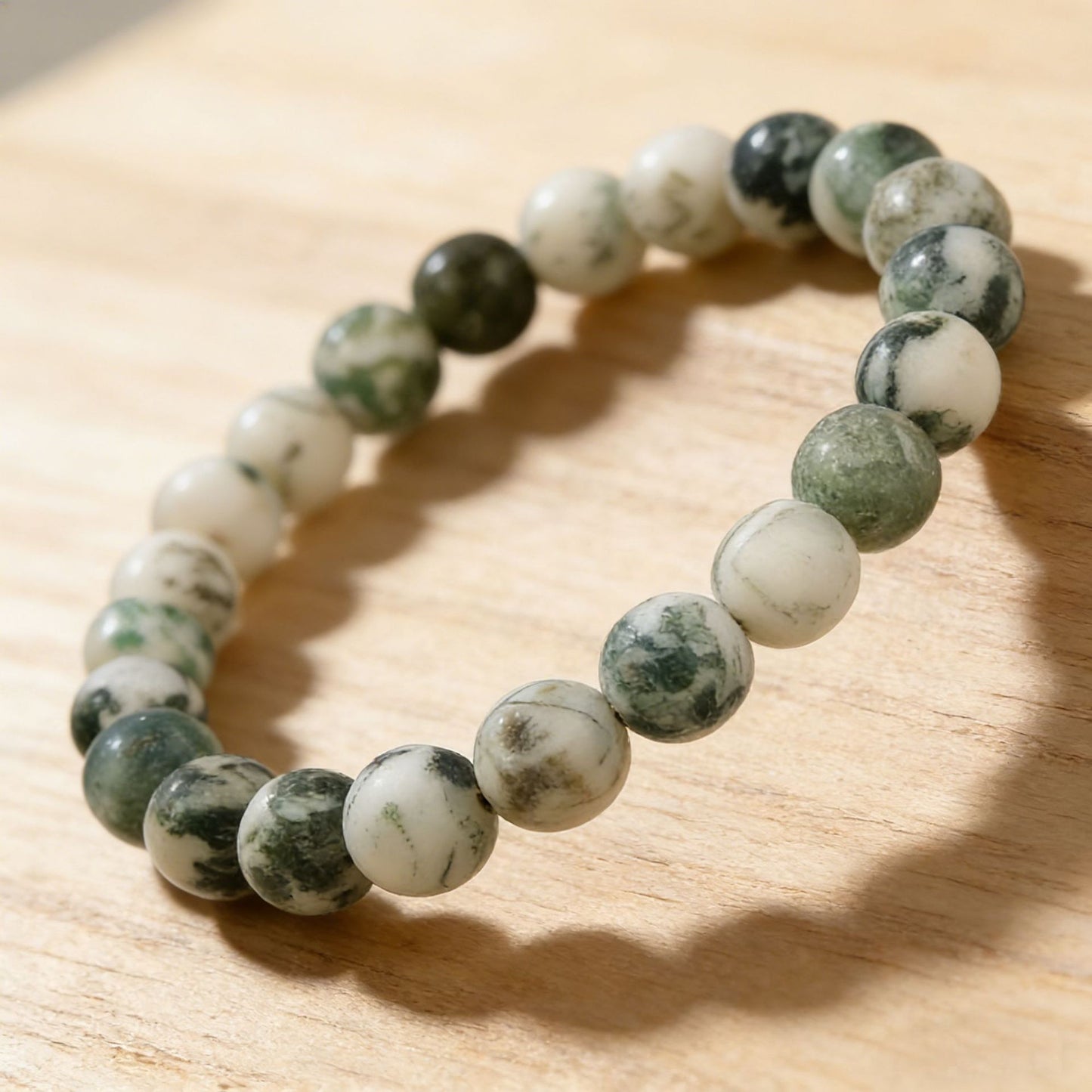 Natural Tree Pattern Stone Handmade Beaded Bracelets