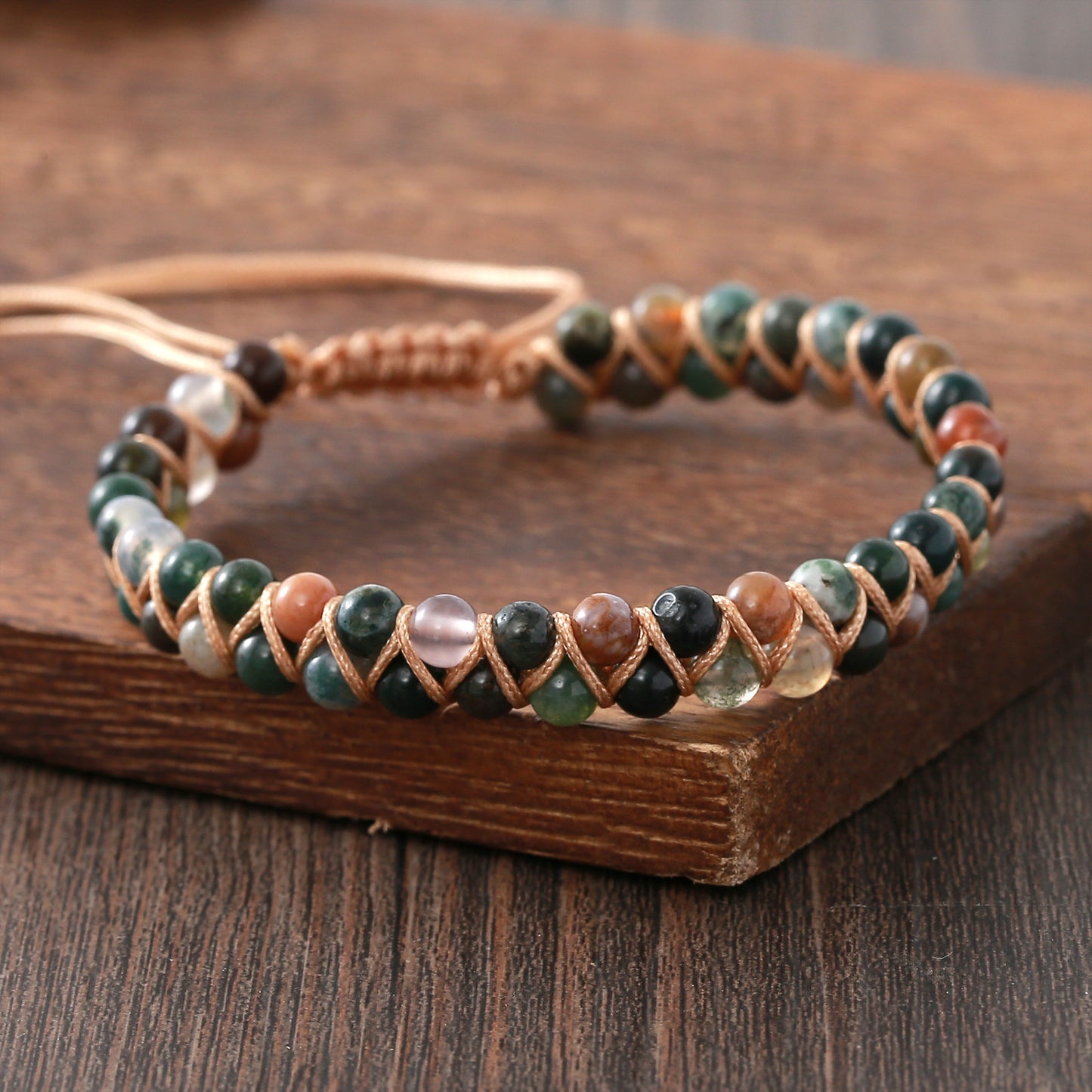Bohemian Indian Agate Natural Stone Hand-woven Bracelets