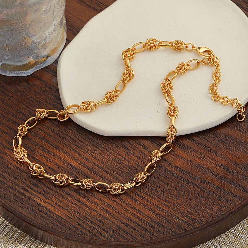 Women's Personalized Hip Hop Gold Knotted Sweater Chain Fashion Necklaces