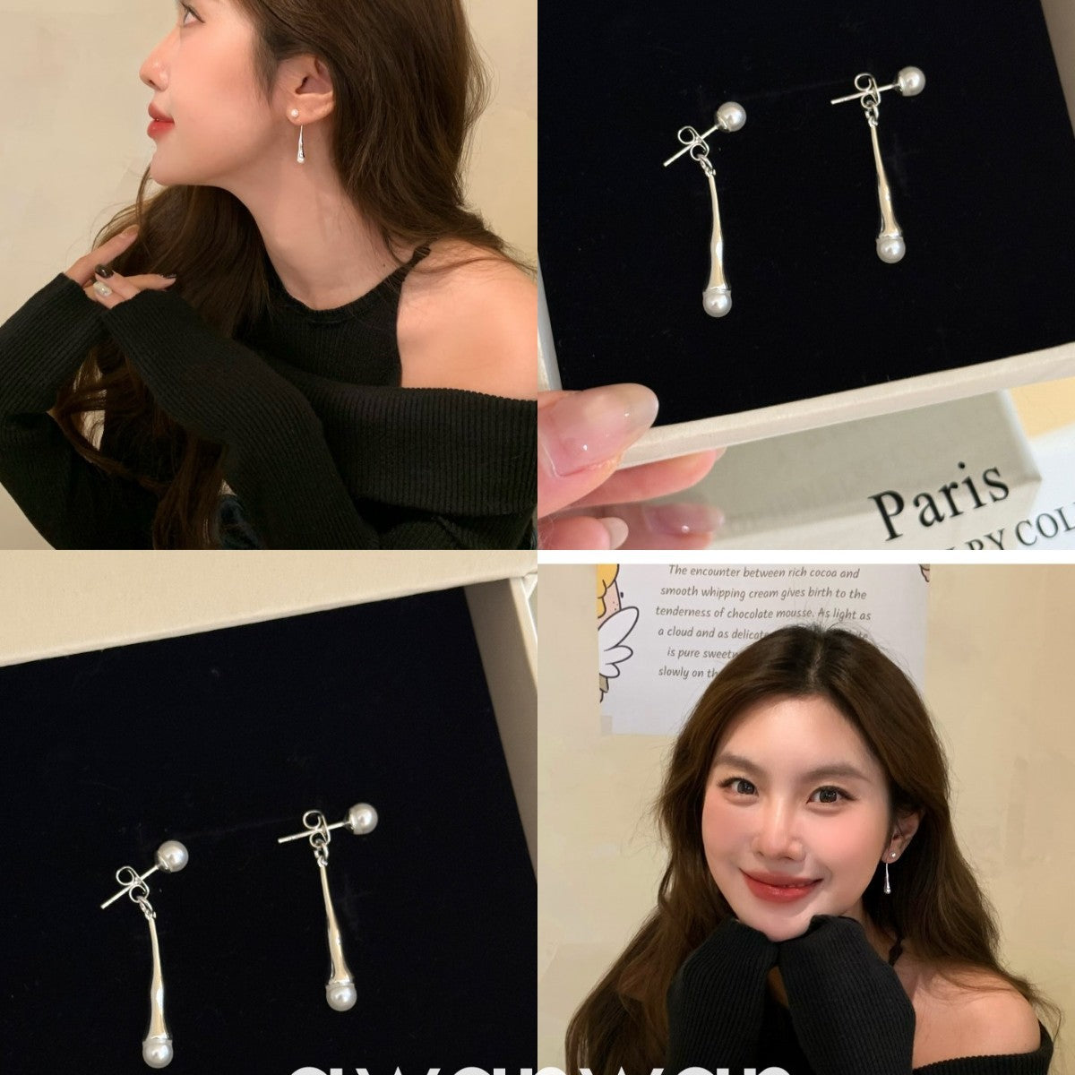 Drop Retro Minority Design Imitation Pearl Daily Tassel Stud Earrings