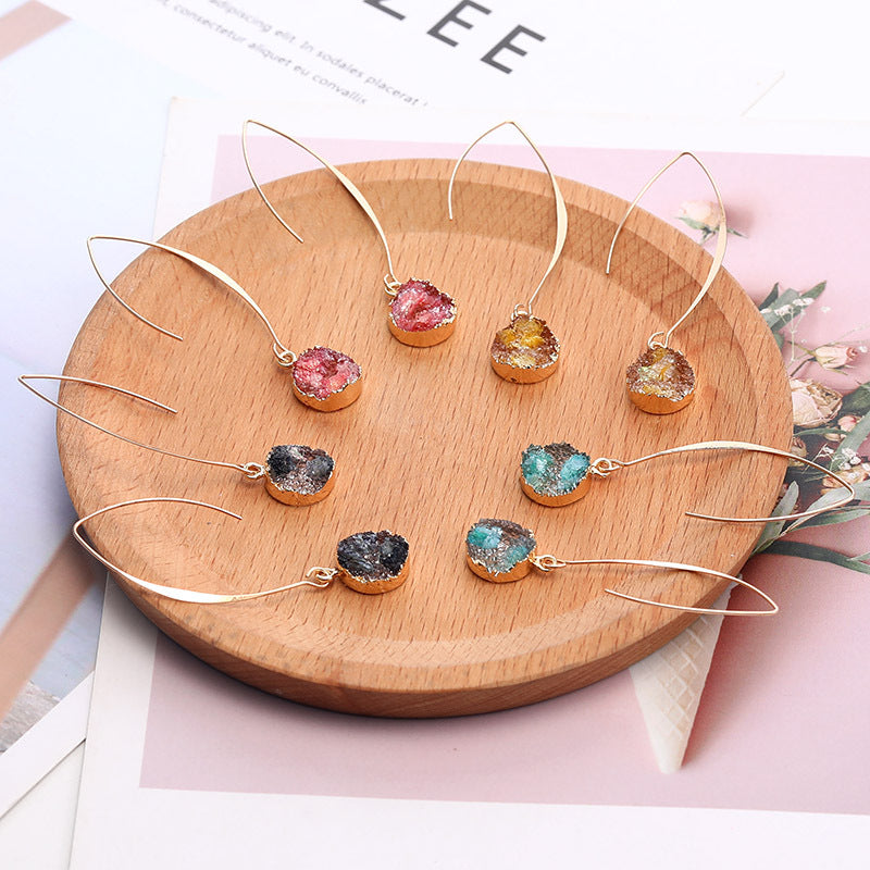 Women's Vintage Geometric Round Vug Long Copper Ear Hook Earrings